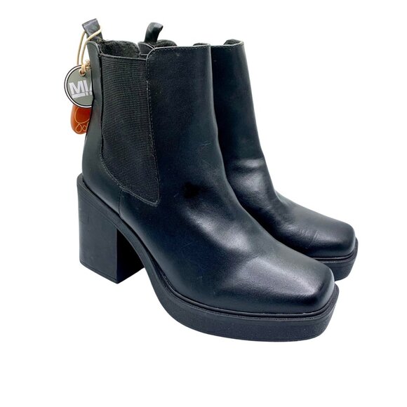 Mia Dru Chelsea Chunky Platform Ankle Booties 9.5 Black 90s Grunge Stretch - Picture 1 of 9